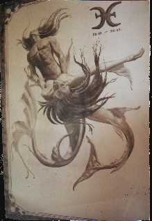 Pisces (Pencil, 70 x 100 cm), 1996 - Copy of an original from Boris Vallejo